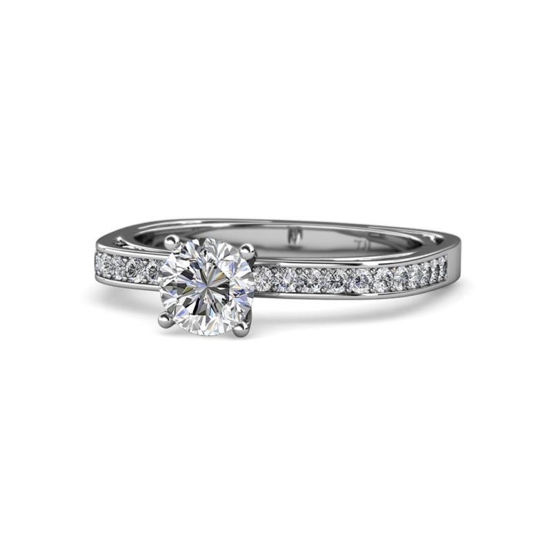 Gwen 0.90 ctw IGI Certified Lab Grown Diamond (6.00 mm) & Natural Diamond (1.00 mm) Euro Shank Engagement Ring 