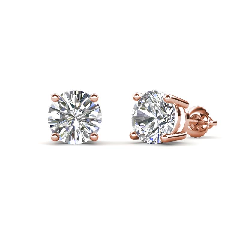 Alina Natural Round Diamond Four Prongs Solitaire Stud Earrings 