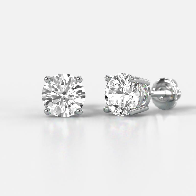Alina Round Lab Grown Diamond Four Prongs Solitaire Stud Earrings 