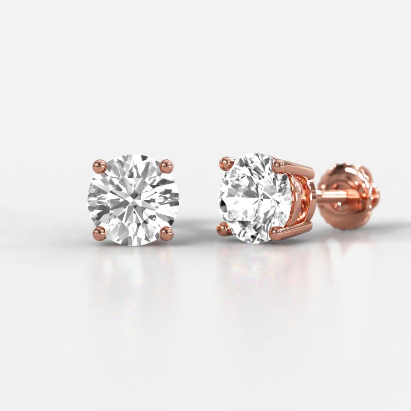 Alina Round Lab Grown Diamond Four Prongs Solitaire Stud Earrings 