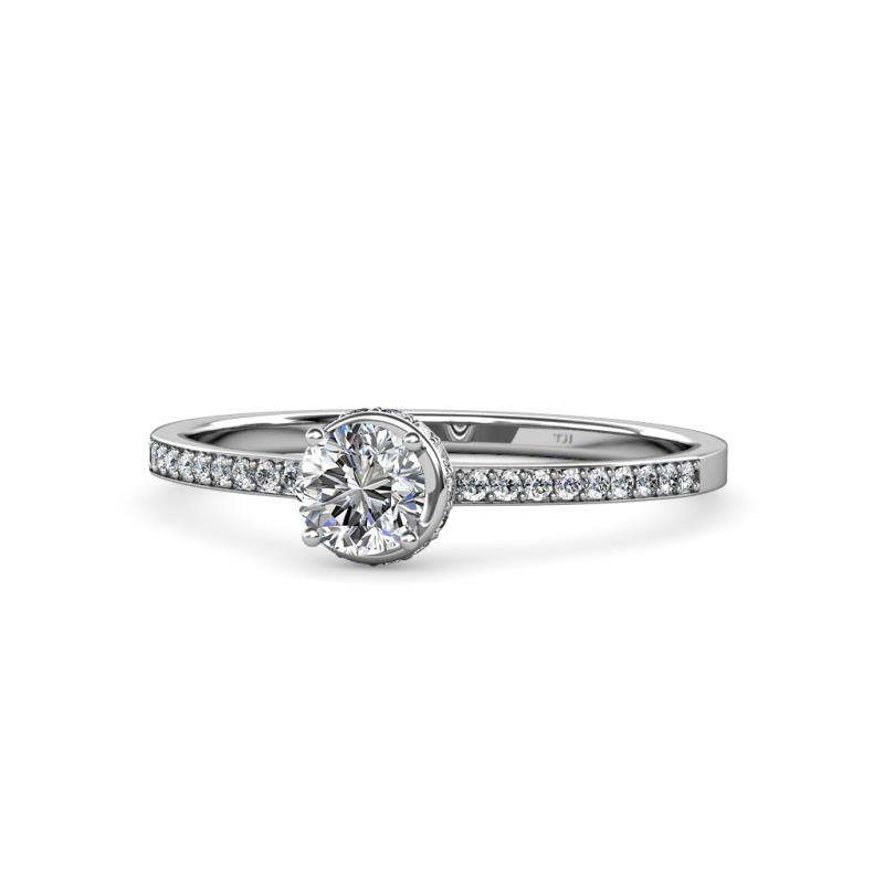 Irene 0.90 ctw IGI Certified Lab Grown Diamond Round (5.80 mm) & Natural Diamond Round (1.00 mm) Halo Engagement Ring  