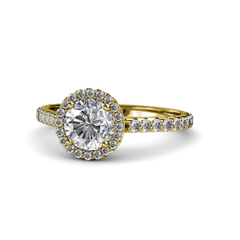 Abeni 1.38 ctw IGI Certified Lab Grown Diamond Round (6.50 mm) & Natural Diamond Round (1.30 mm) Halo Engagement Ring  