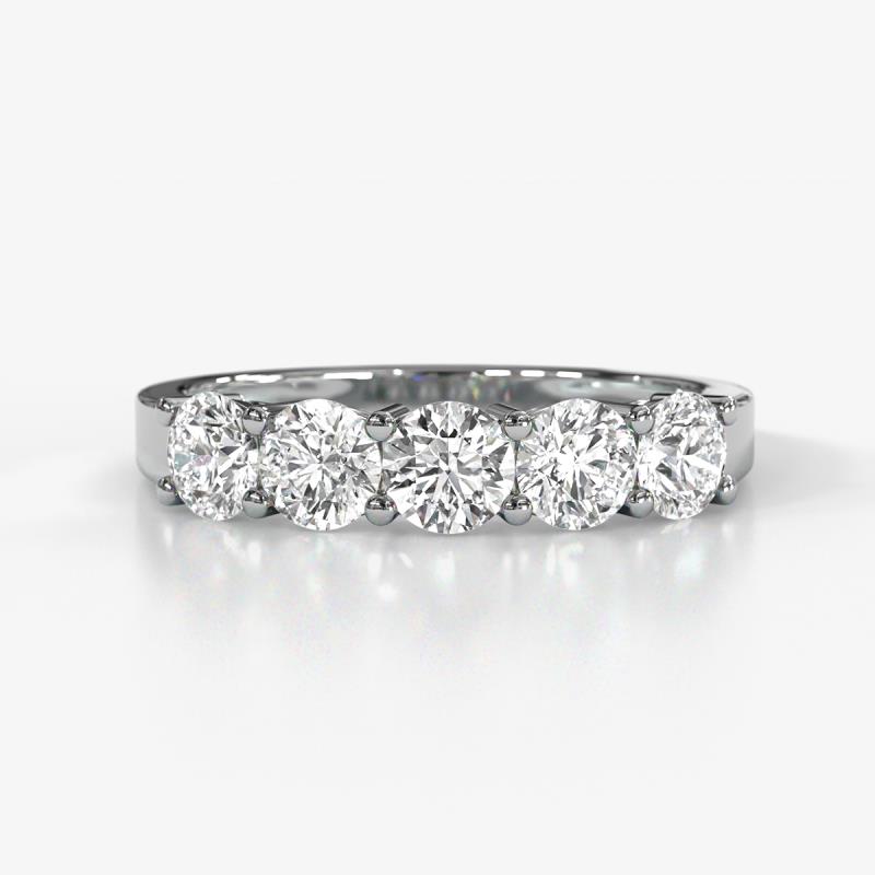 Wendy 1.25 ctw (4.00 mm) Round Lab Grown Diamond Side Gallery 5 Stone Wedding Band 