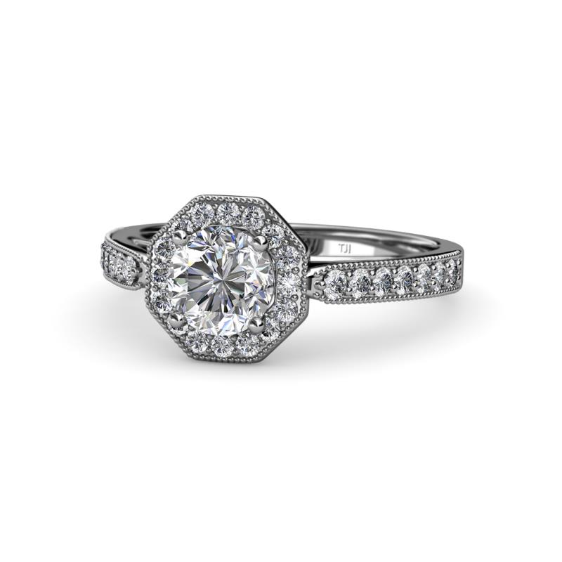 Aura 1.05 ctw IGI Certified Lab Grown Diamond Round (5.80 mm) & Natural Diamond Round (1.30 mm) Halo Engagement Ring  