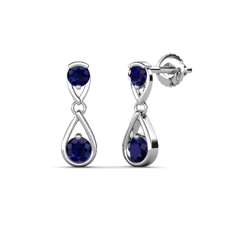 Aella 0.58 ctw Blue Sapphire Dual Teardrop Women Dangle Earrings 