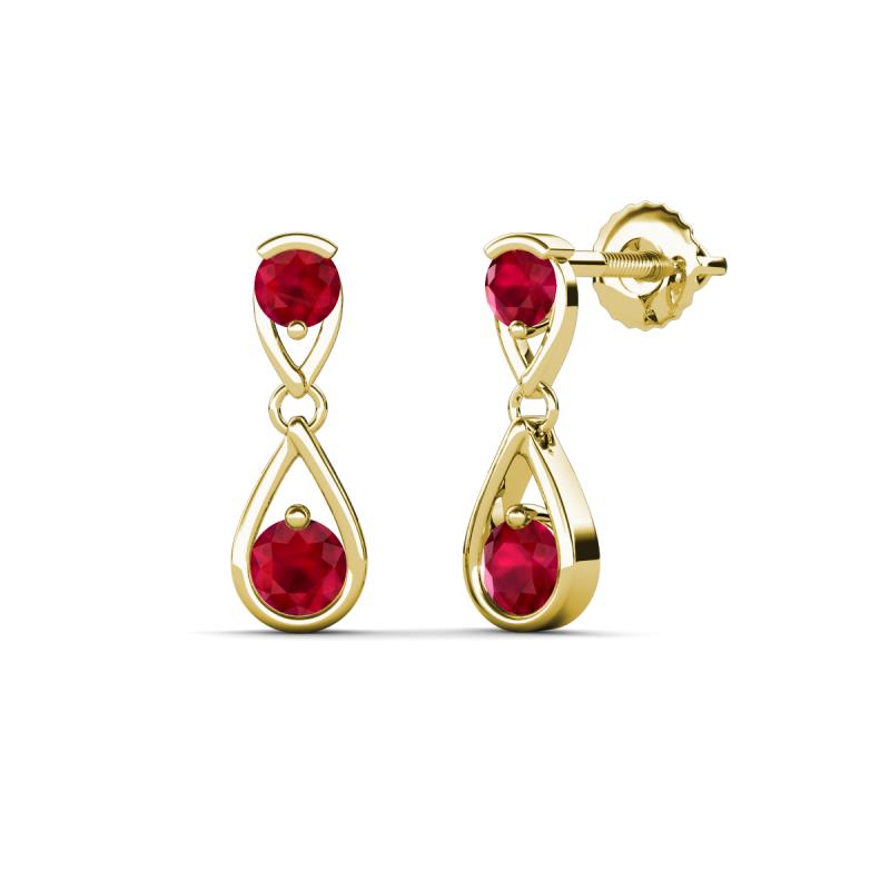 Aella 0.54 ctw Ruby Dual Teardrop Women Dangle Earrings 