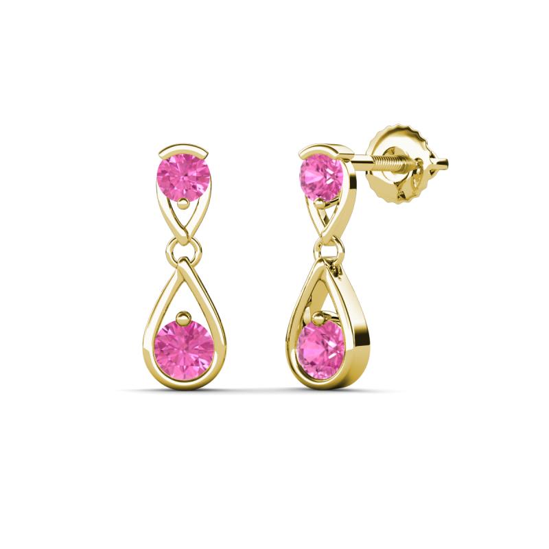 Aella 0.55 ctw Pink Sapphire Dual Teardrop Women Dangle Earrings 
