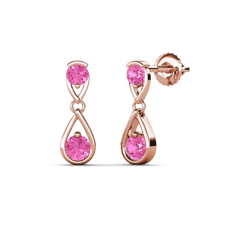 Aella 0.55 ctw Pink Sapphire Dual Teardrop Women Dangle Earrings 