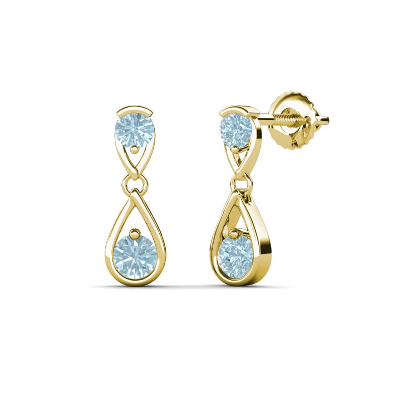 Aella 0.46 ctw Aquamarine Dual Teardrop Women Dangle Earrings 