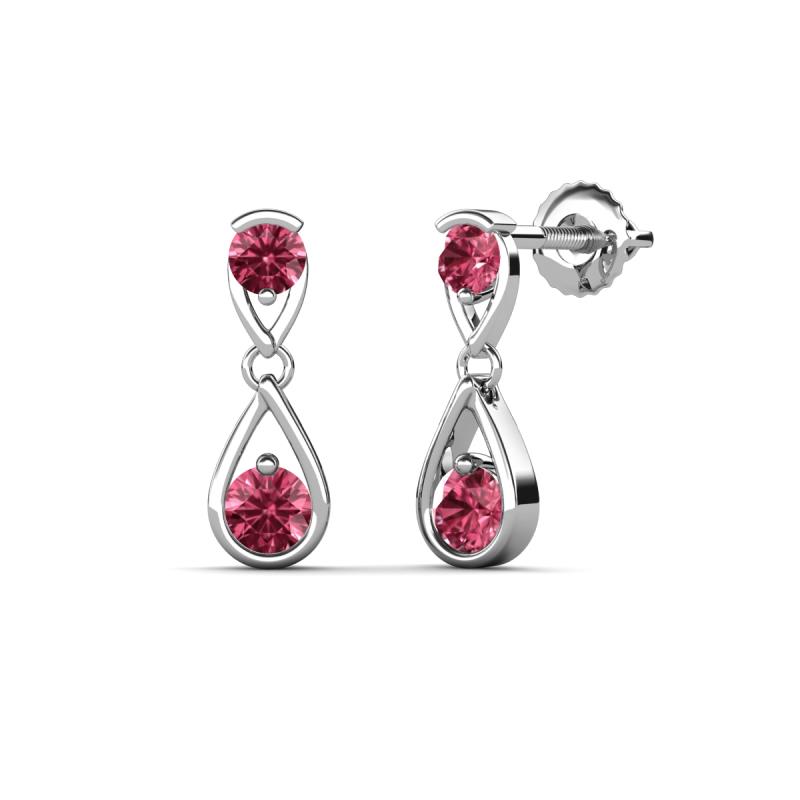 Aella 0.46 ctw Pink Tourmaline Dual Teardrop Women Dangle Earrings 