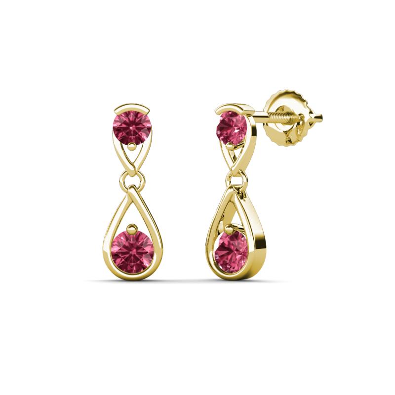 Aella 0.46 ctw Pink Tourmaline Dual Teardrop Women Dangle Earrings 
