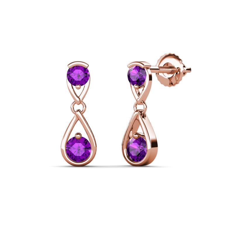 Aella 0.46 ctw Amethyst Dual Teardrop Women Dangle Earrings 