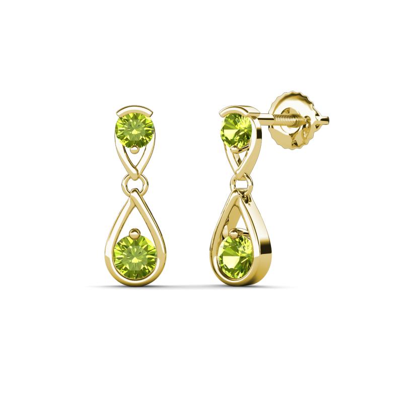 Aella 0.59 ctw Peridot Dual Teardrop Women Dangle Earrings 