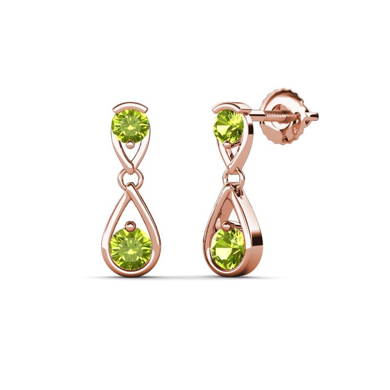 Aella 0.59 ctw Peridot Dual Teardrop Women Dangle Earrings 