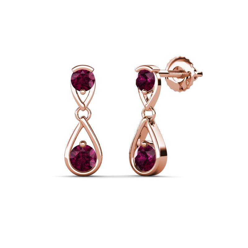 Aella 0.59 ctw Rhodolite Garnet Dual Teardrop Women Dangle Earrings 