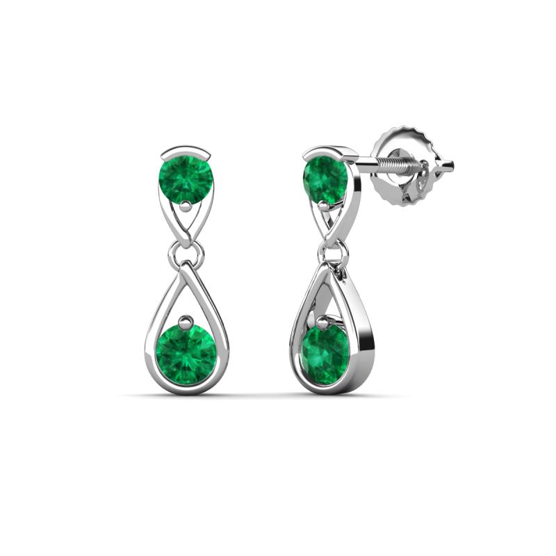 Aella 0.50 ctw Emerald Dual Teardrop Women Dangle Earrings 