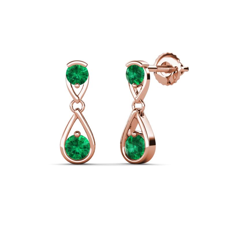 Aella 0.50 ctw Emerald Dual Teardrop Women Dangle Earrings 