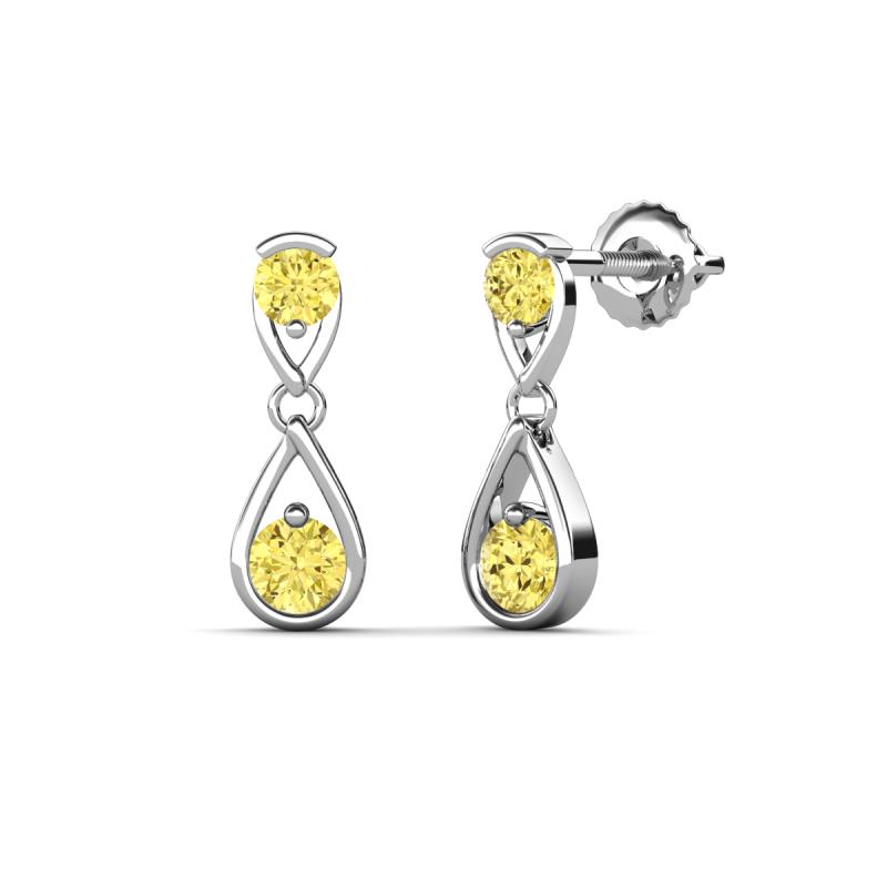 Aella 0.55 ctw Yellow Sapphire Dual Teardrop Women Dangle Earrings 