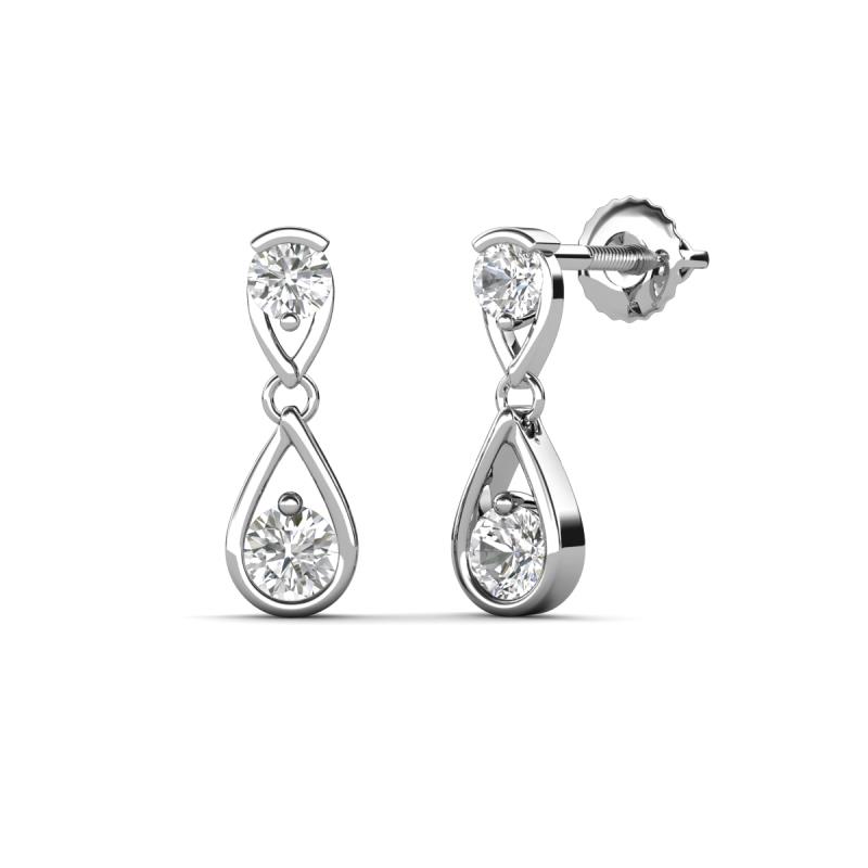 Aella 0.55 ctw White Sapphire Dual Teardrop Women Dangle Earrings 