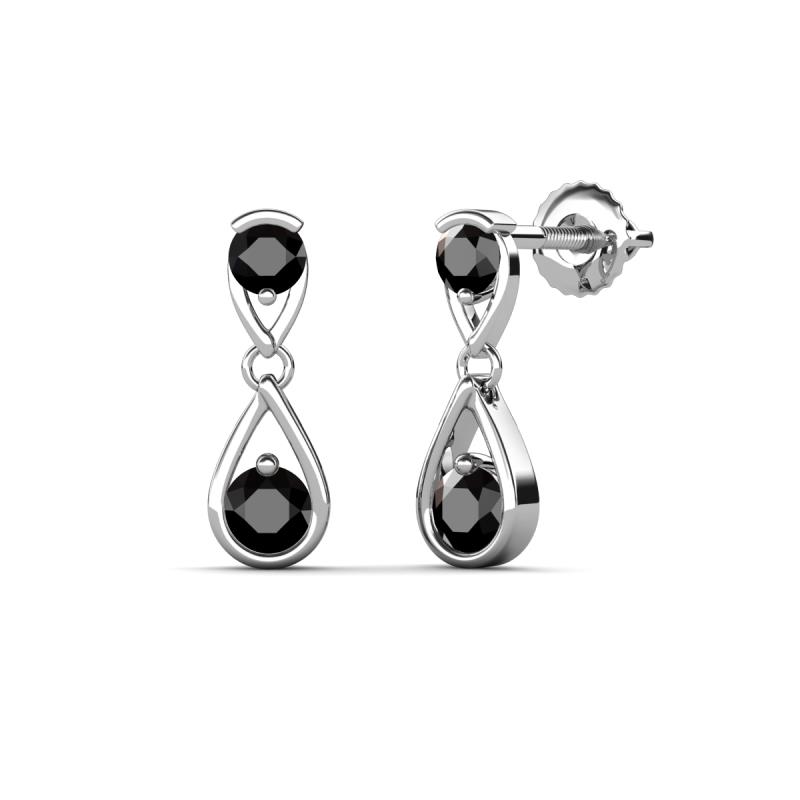 Aella 0.56 ctw Black Diamond Dual Teardrop Women Dangle Earrings 