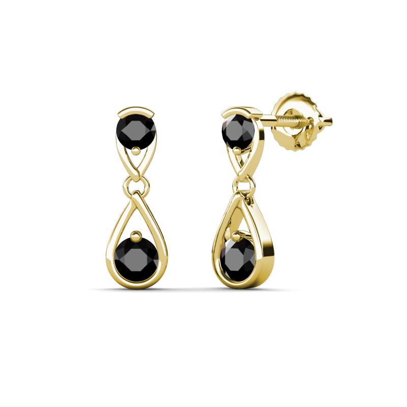 Aella 0.56 ctw Black Diamond Dual Teardrop Women Dangle Earrings 