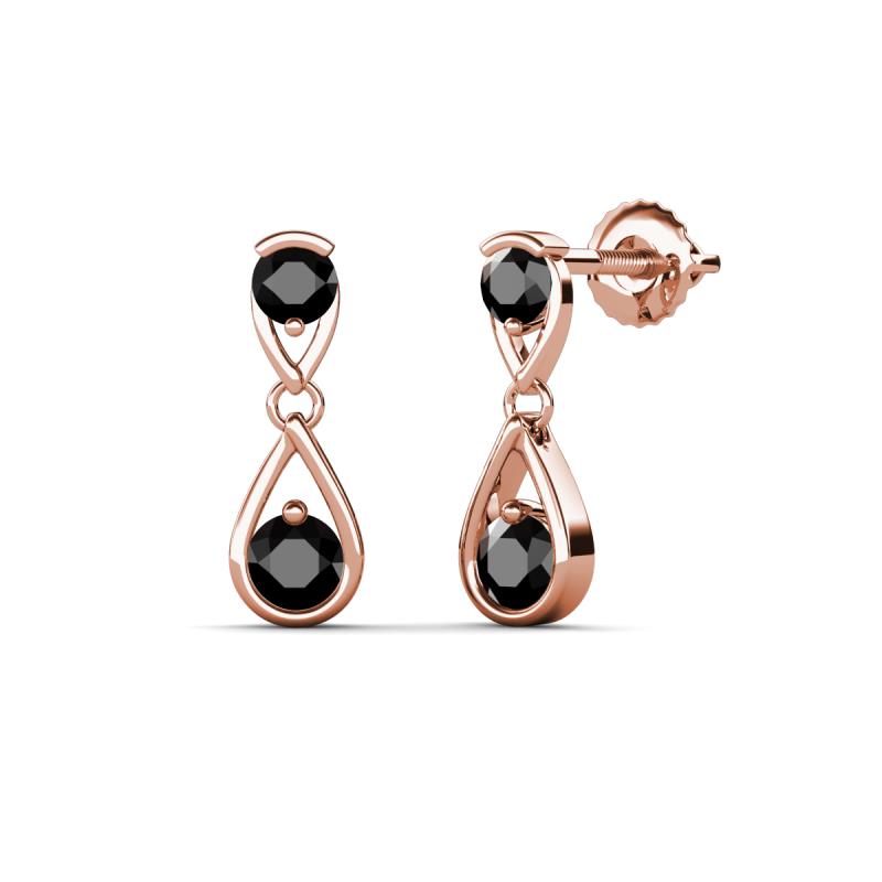 Aella 0.56 ctw Black Diamond Dual Teardrop Women Dangle Earrings 