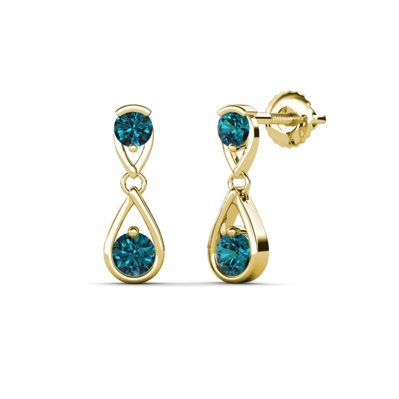 Aella 0.52 ctw Blue Diamond Dual Teardrop Women Dangle Earrings 