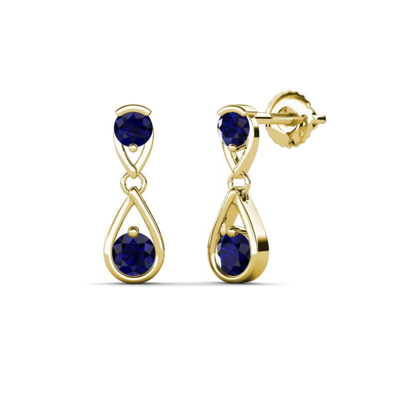 Aella 0.58 ctw Blue Sapphire Dual Teardrop Women Dangle Earrings 