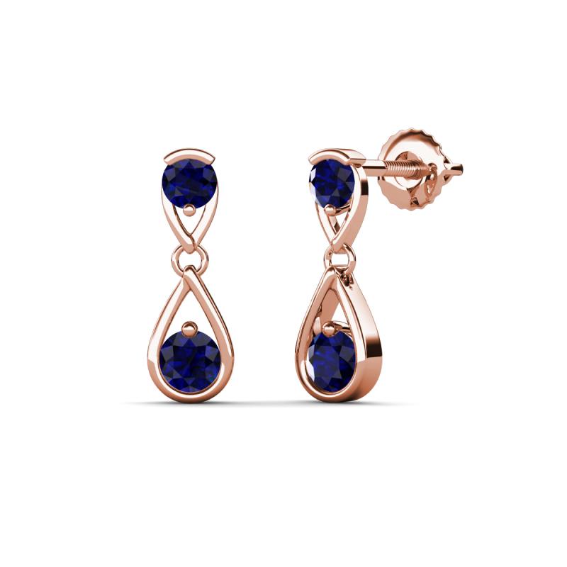 Aella 0.58 ctw Blue Sapphire Dual Teardrop Women Dangle Earrings 