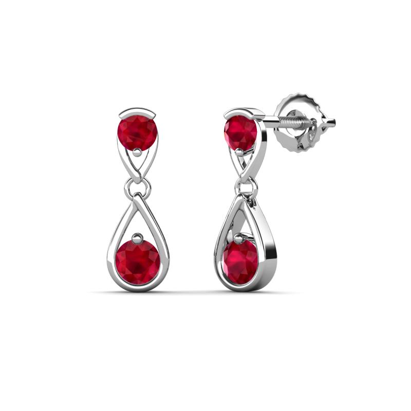 Aella 0.54 ctw Ruby Dual Teardrop Women Dangle Earrings 