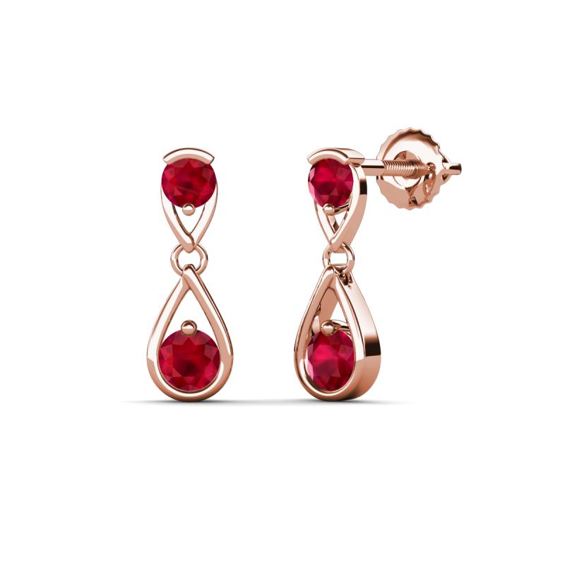 Aella 0.54 ctw Ruby Dual Teardrop Women Dangle Earrings 
