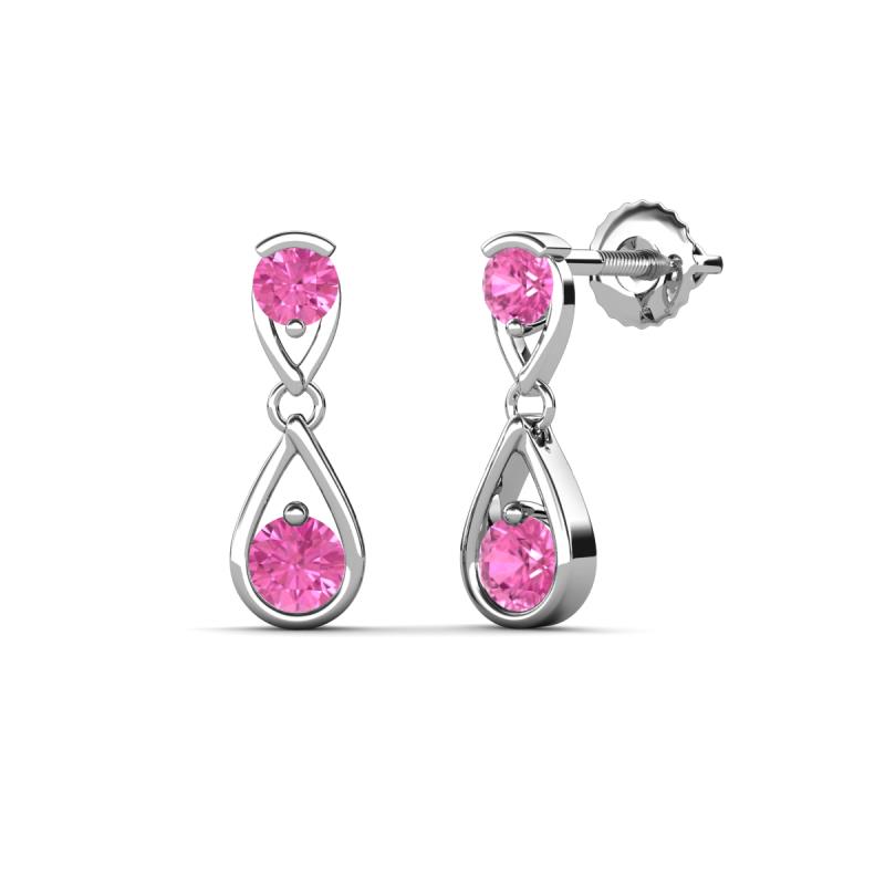 Aella 0.55 ctw Pink Sapphire Dual Teardrop Women Dangle Earrings 