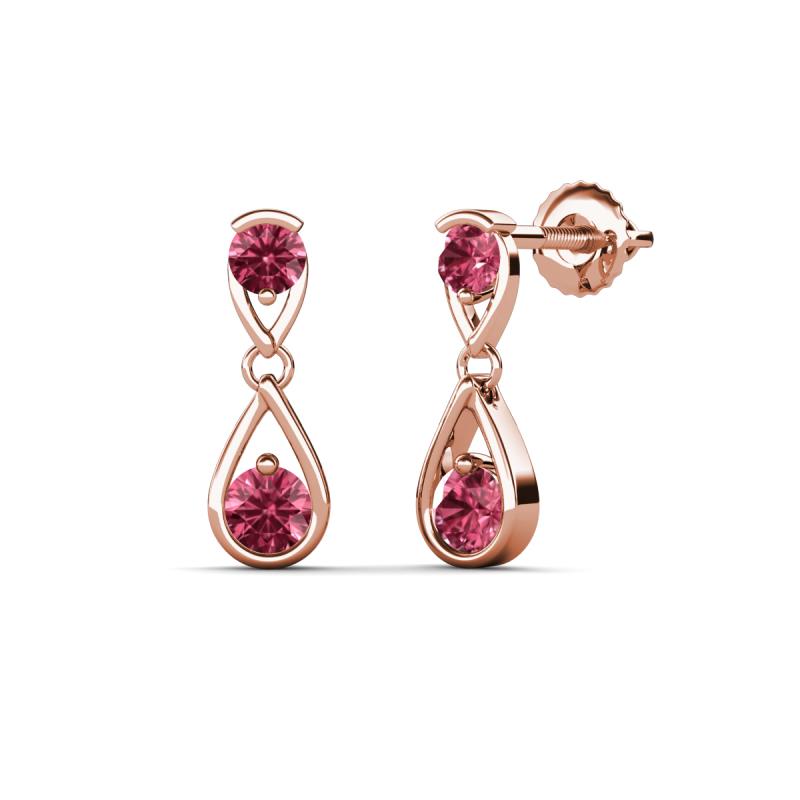 Aella 0.46 ctw Pink Tourmaline Dual Teardrop Women Dangle Earrings 