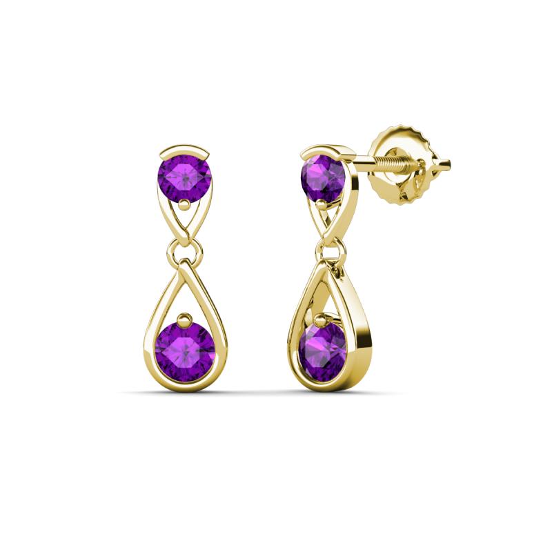 Aella 0.46 ctw Amethyst Dual Teardrop Women Dangle Earrings 