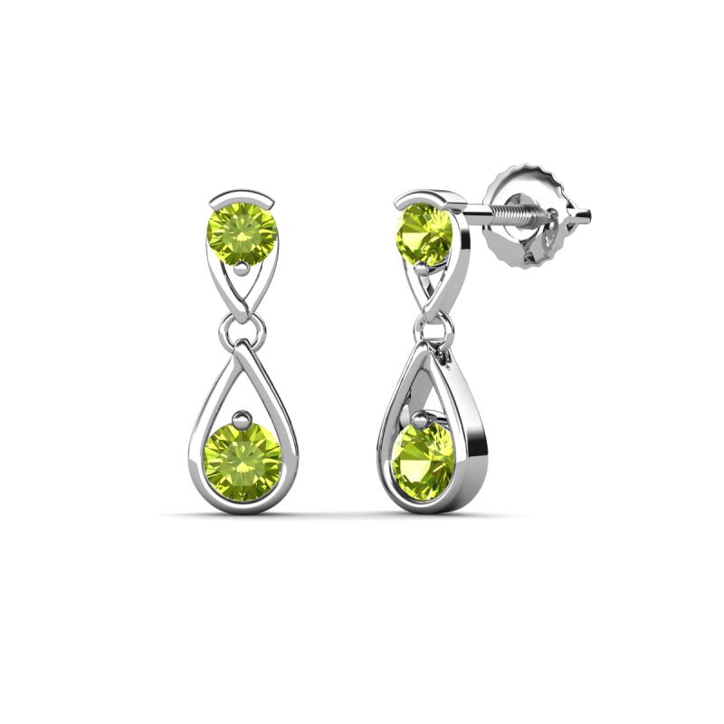 Aella 0.59 ctw Peridot Dual Teardrop Women Dangle Earrings 