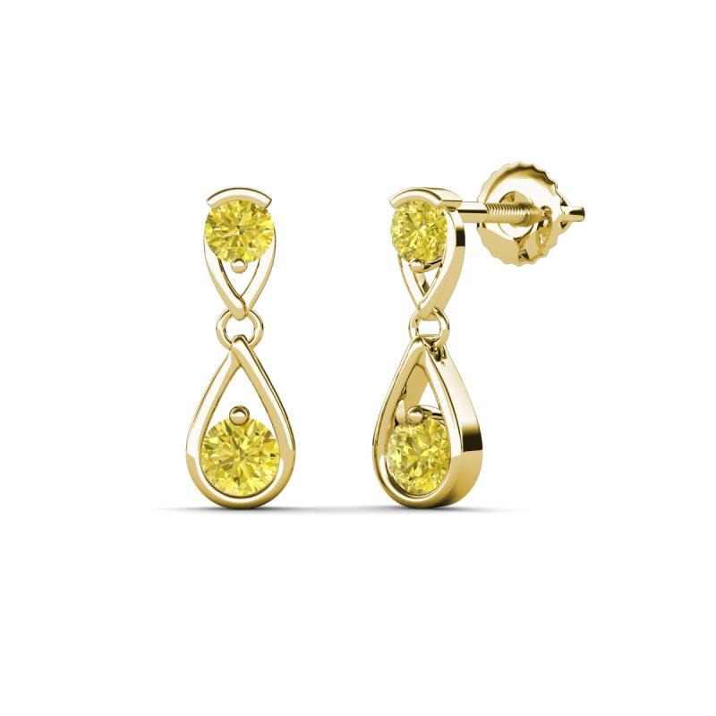 Aella 0.52 ctw Yellow Diamond Dual Teardrop Women Dangle Earrings 