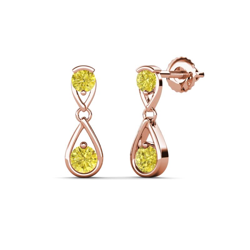 Aella 0.52 ctw Yellow Diamond Dual Teardrop Women Dangle Earrings 