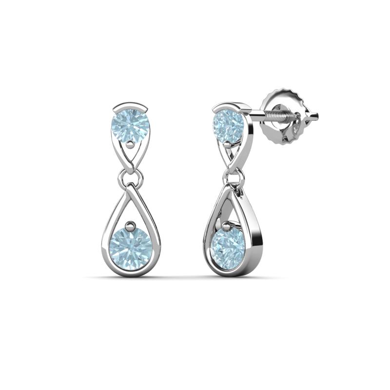 Aella 0.46 ctw Aquamarine Dual Teardrop Women Dangle Earrings 