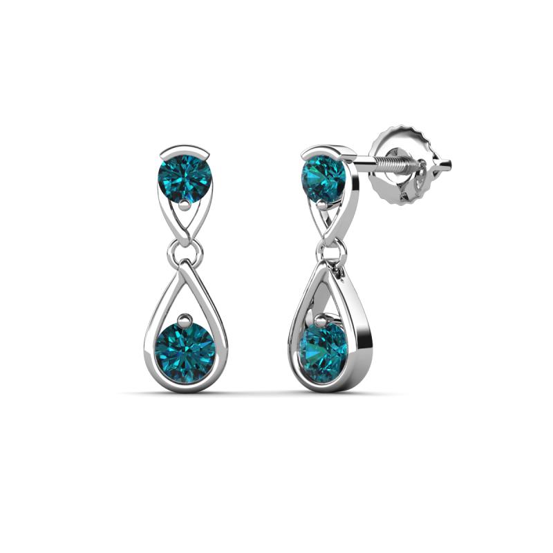 Aella 0.52 ctw Blue Diamond Dual Teardrop Women Dangle Earrings 