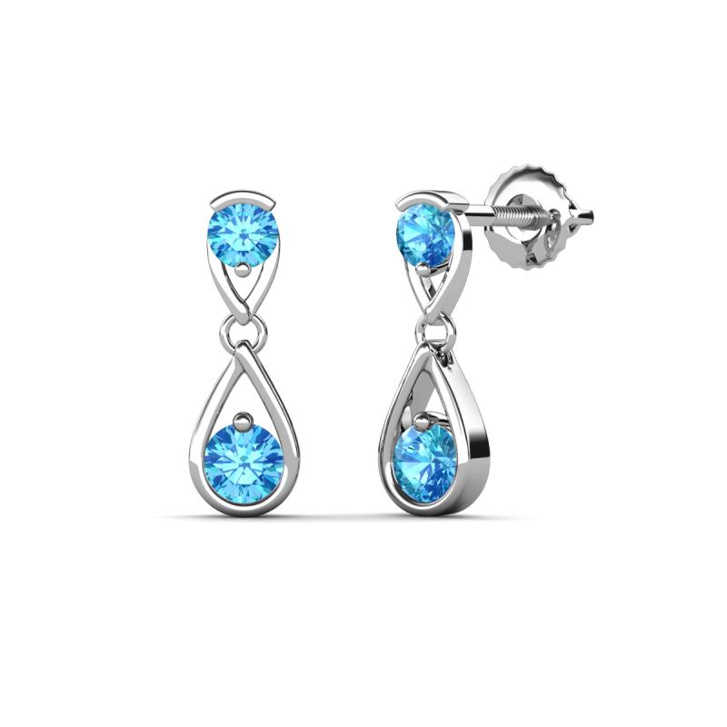 Aella 0.46 ctw Blue Topaz Dual Teardrop Women Dangle Earrings 
