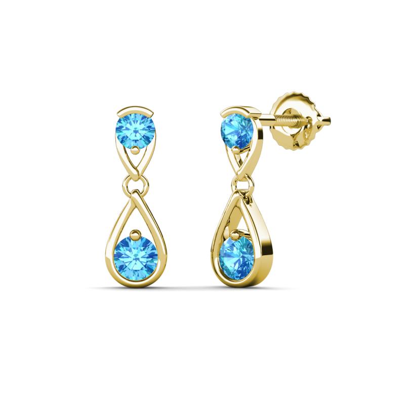 Aella 0.46 ctw Blue Topaz Dual Teardrop Women Dangle Earrings 