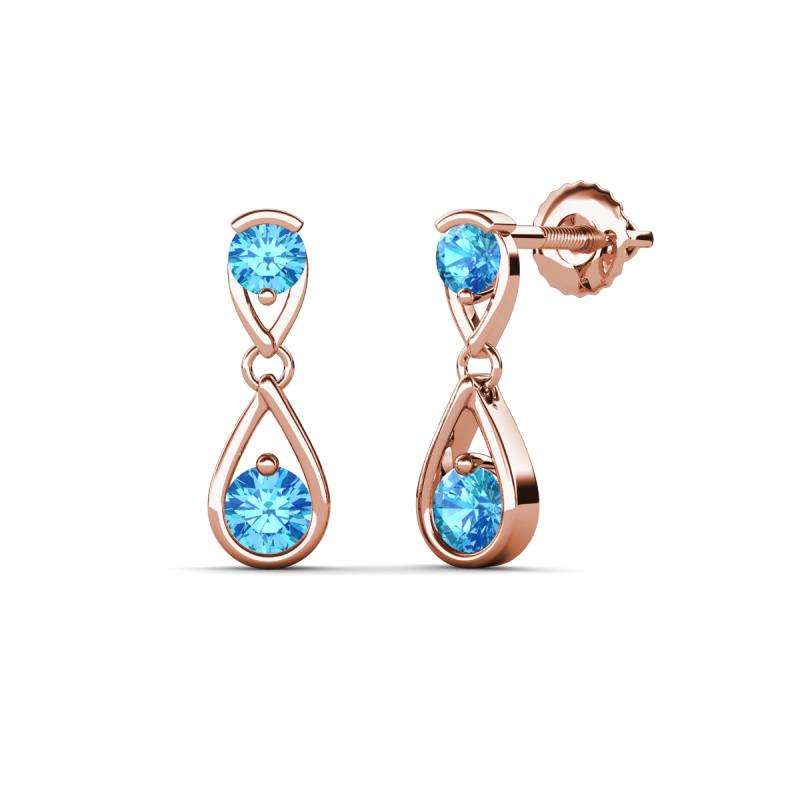Aella 0.46 ctw Blue Topaz Dual Teardrop Women Dangle Earrings 