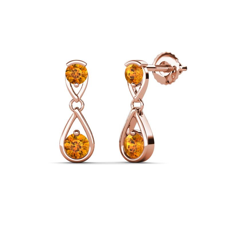 Aella 0.46 ctw Citrine Dual Teardrop Women Dangle Earrings 