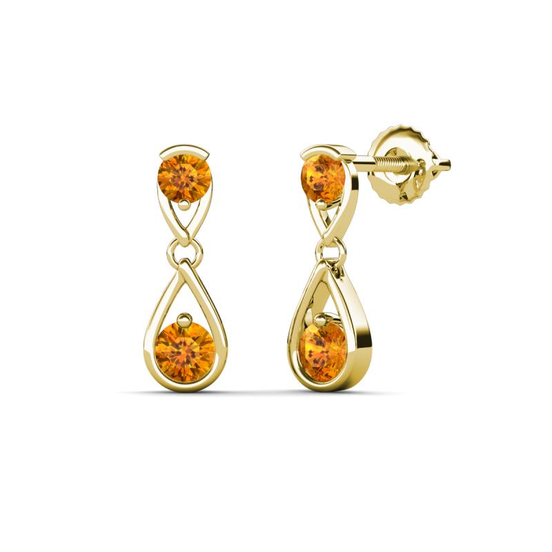 Aella 0.46 ctw Citrine Dual Teardrop Women Dangle Earrings 