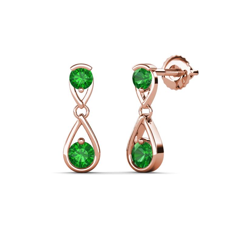 Aella 0.59 ctw Green Garnet Dual Teardrop Women Dangle Earrings 