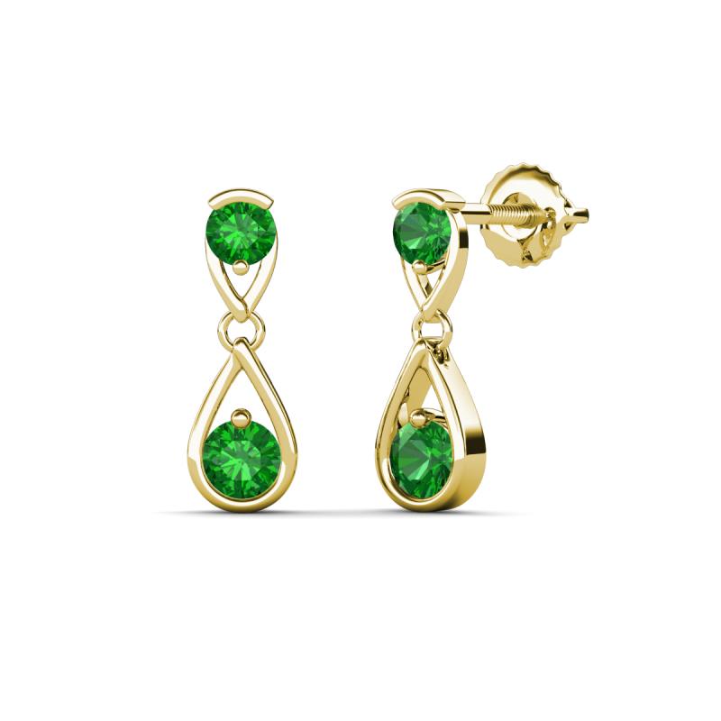 Aella 0.59 ctw Green Garnet Dual Teardrop Women Dangle Earrings 