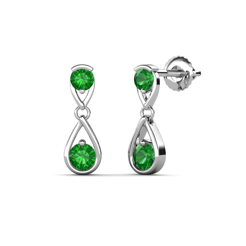 Aella 0.59 ctw Green Garnet Dual Teardrop Women Dangle Earrings 