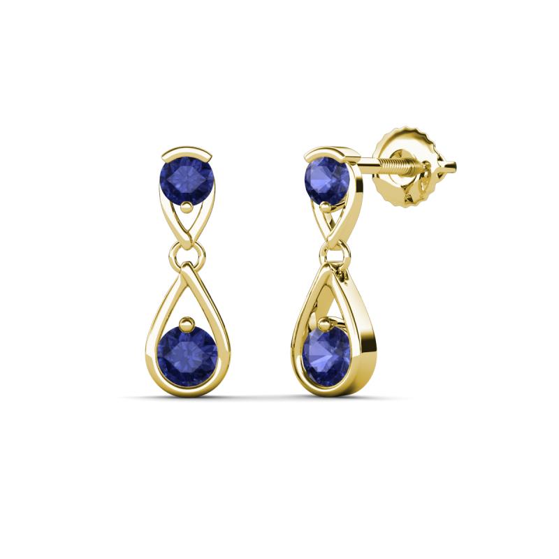 Aella 0.46 ctw Iolite Dual Teardrop Women Dangle Earrings 