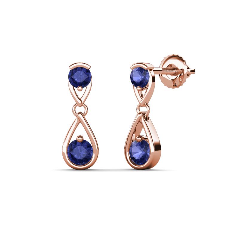 Aella 0.46 ctw Iolite Dual Teardrop Women Dangle Earrings 