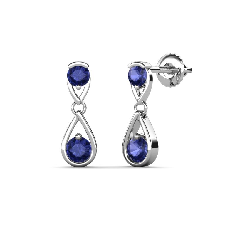 Aella 0.46 ctw Iolite Dual Teardrop Women Dangle Earrings 